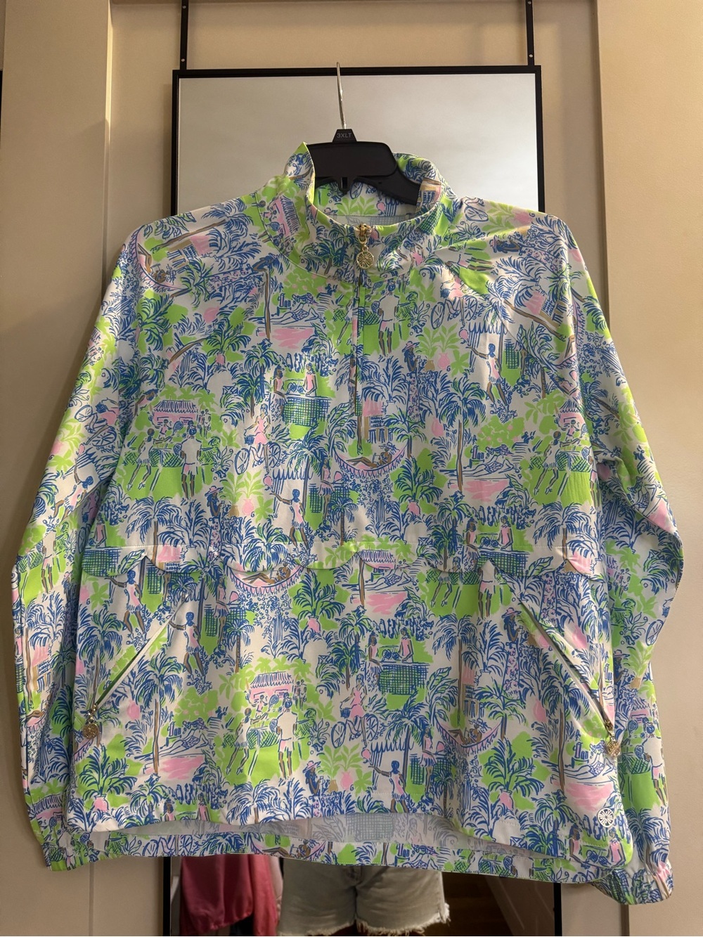 Lilly Pulitzer Pull-On Windbreaker Jacket - Blue, Green & Pink